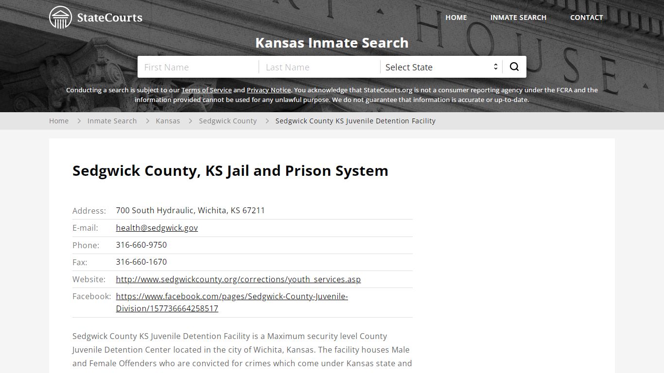 Sedgwick County KS Juvenile Detention Facility Inmate ...